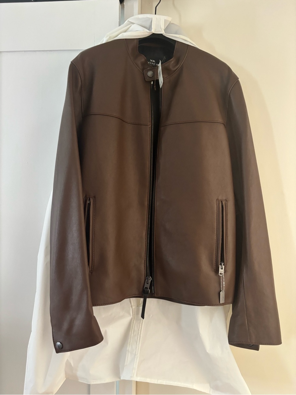 Coach Brown Leather Bomber Jacket
